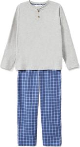 Mango Kids geruite pyjama blauw grijs