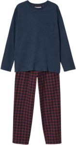 Mango Kids geruite pyjama donkerblauw donkerrood