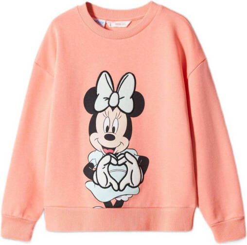 Mango Kids Minnie Mouse sweater met printopdruk zalmroze