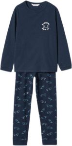 Mango Kids pyjama met all over print donkerblauw