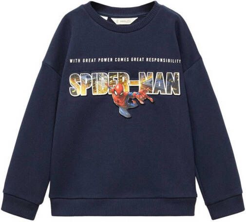 Mango Kids Spider-Man sweater met printopdruk donkerblauw
