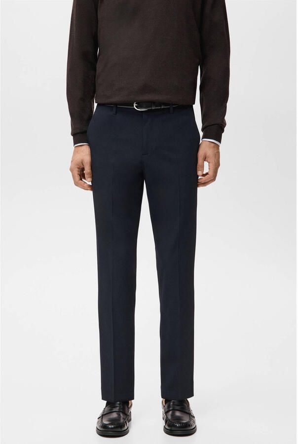 Mango Man Bologna slim chino donkerblauw