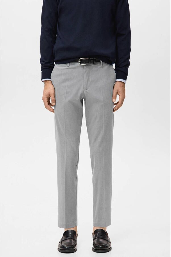 Mango Man Bologna slim chino grijs