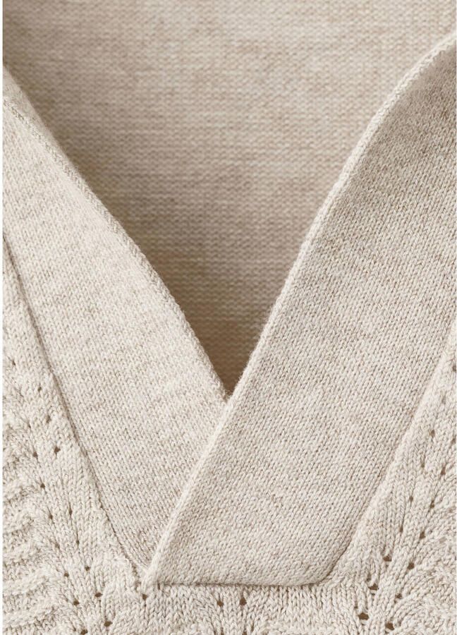 Mango Man boxy polo beige grof gebreid - Foto 2