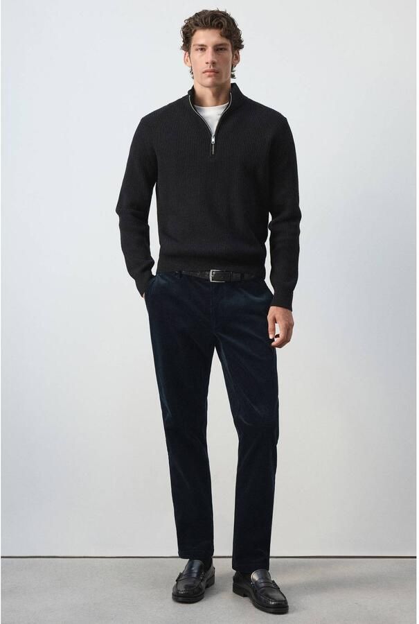Mango Man coated slim fit broek marine - Foto 3
