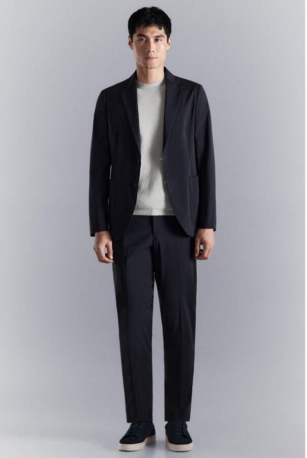 Mango Man colbert met wol donkerblauw - Foto 3