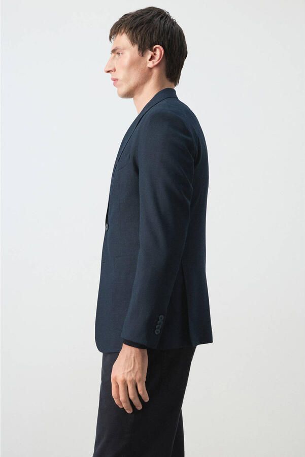 Mango Man colbert met wol donkerblauw - Foto 2