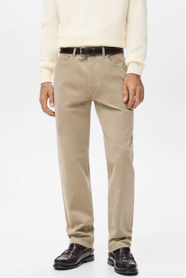 Mango Man corduroy regular casual broek lichtbruin