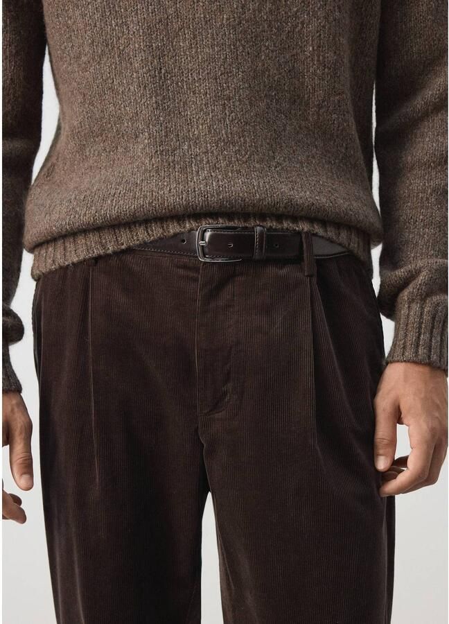 Mango Man corduroy regular fit casual broek donkerbruin - Foto 2