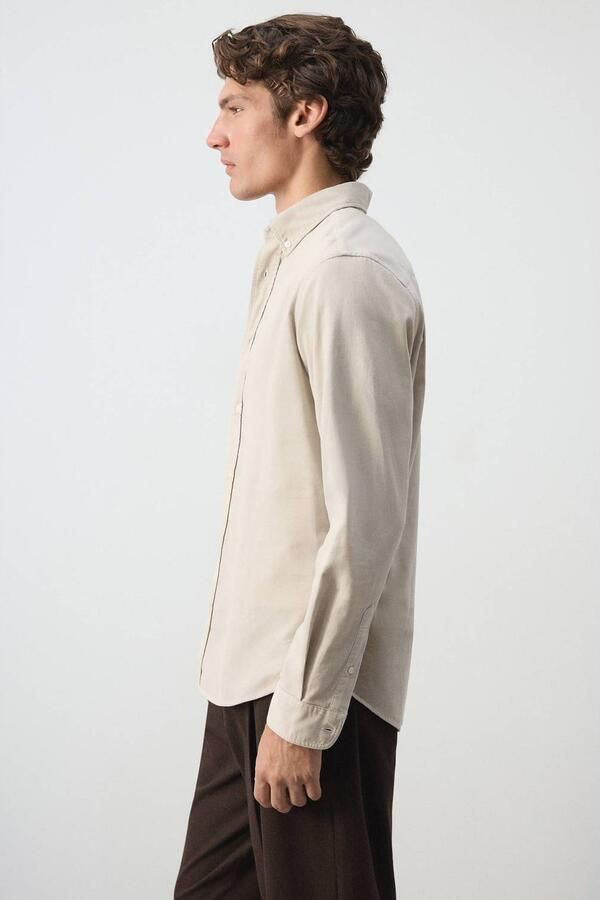 Mango Man corduroy regular fit overhemd pastelgrijs - Foto 3