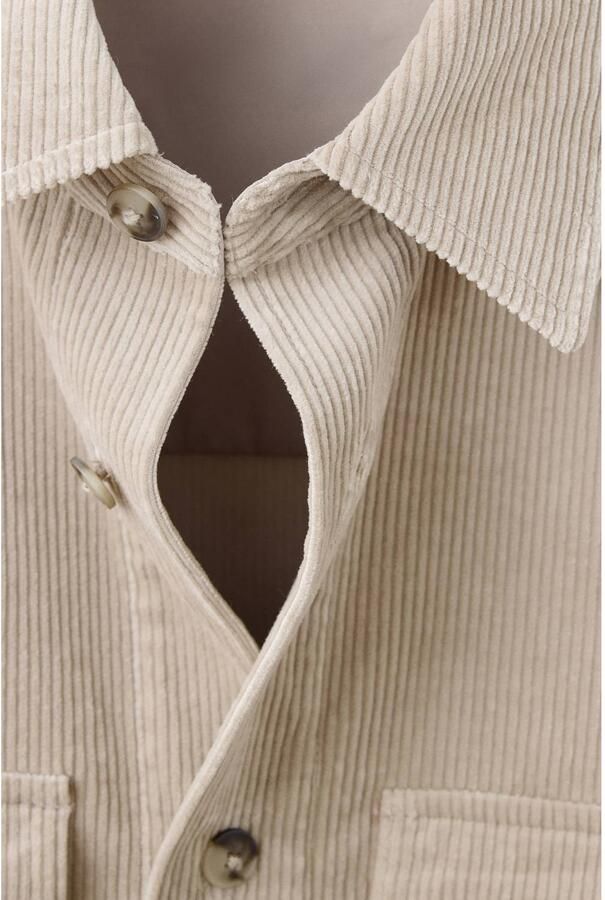 Mango Man corduroy regular fit overshirt beige - Foto 3