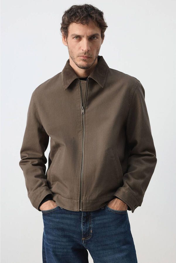 Mango Man corduroy spijkerjas bruin