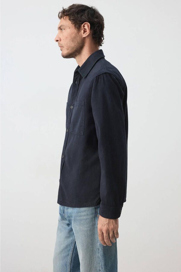 Mango Man denim regular fit overshirt marine - Foto 3