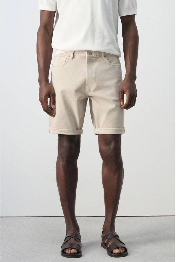 Mango Man denim slim short beige