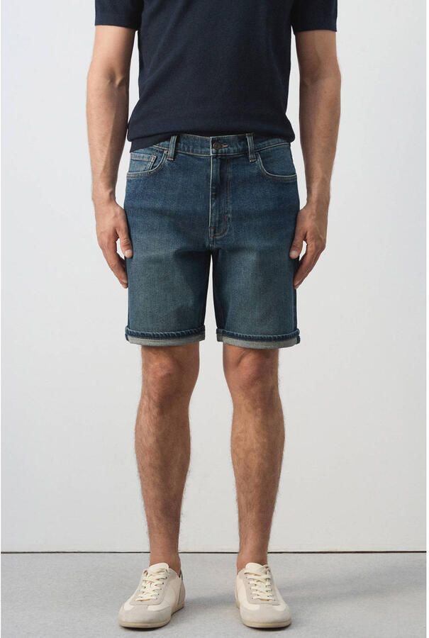 Mango Man denim slim short donkerblauw