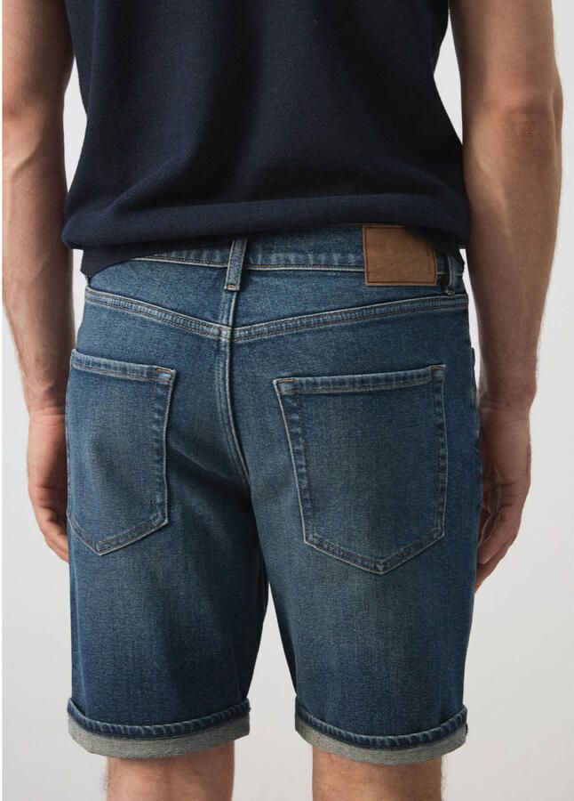 Mango Man denim slim short donkerblauw - Foto 3