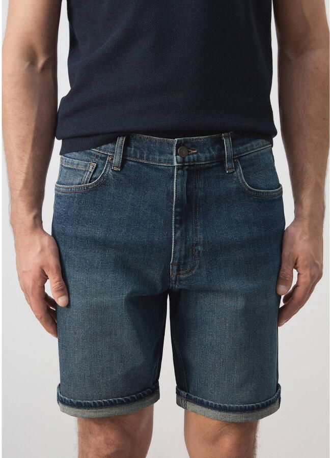 Mango Man denim slim short donkerblauw - Foto 2