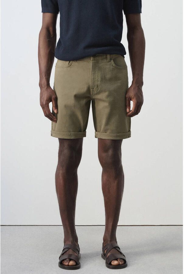 Mango Man denim slim short kaki