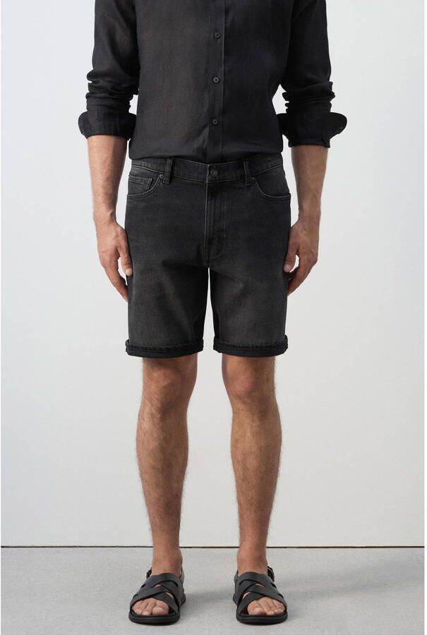 Mango Man denim slim short zwart