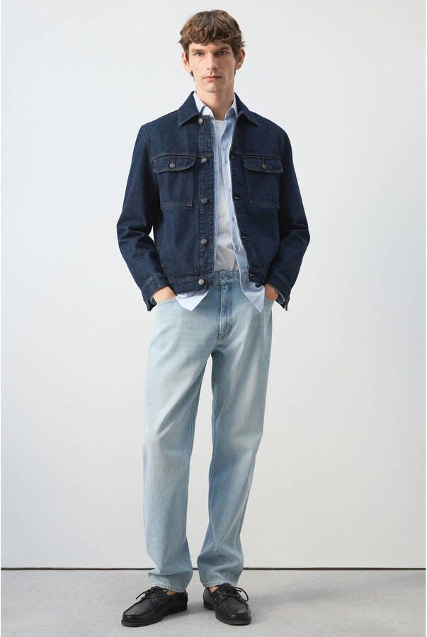Mango Man denim spijkerjas donkerblauw - Foto 2
