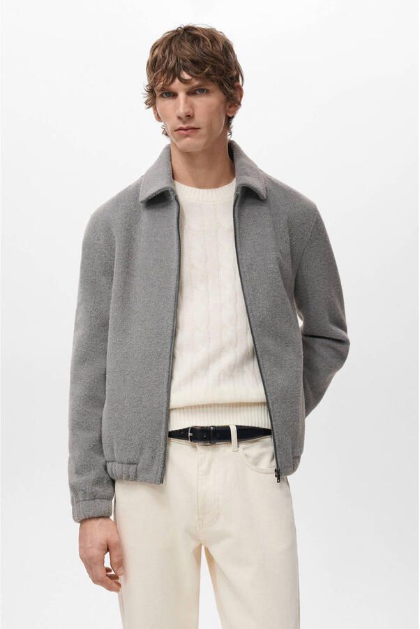 Mango Man fleecevest grijs