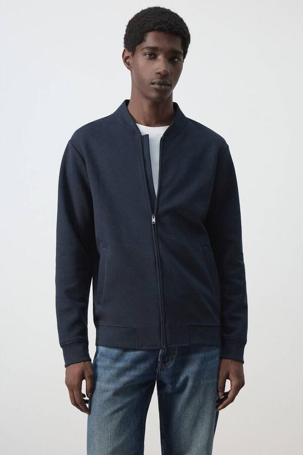 Mango Man gebreid vest donkerblauw