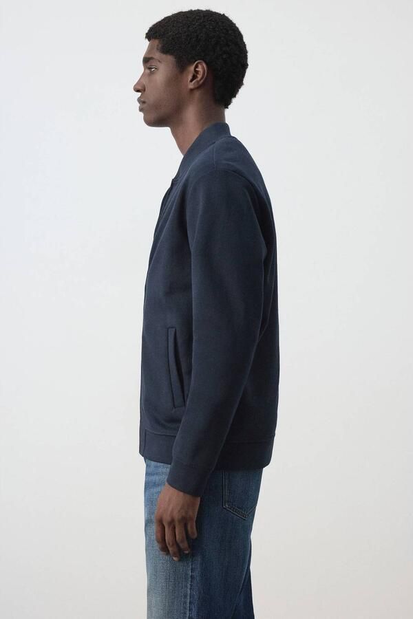 Mango Man gebreid vest donkerblauw - Foto 3