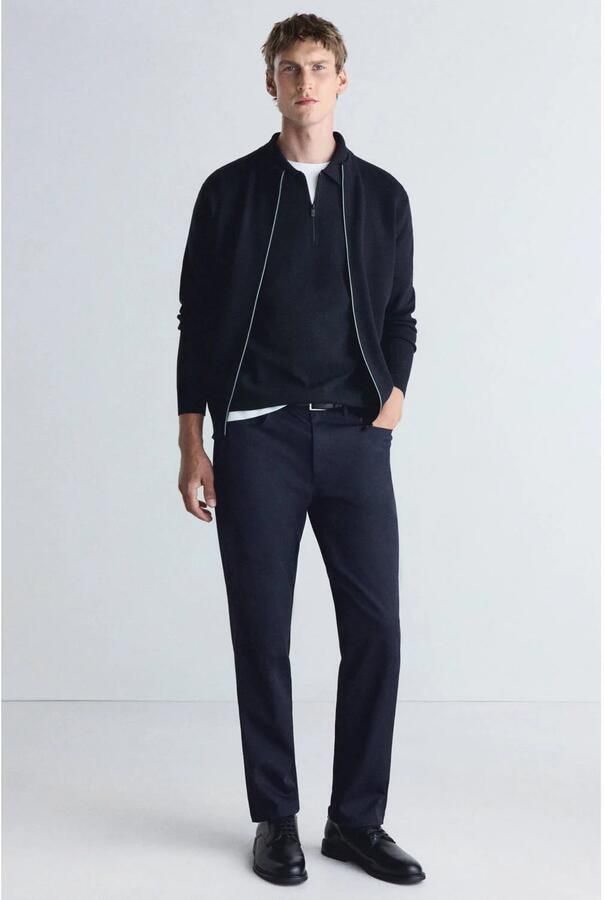 Mango Man gebreid vest met rafels marine - Foto 3