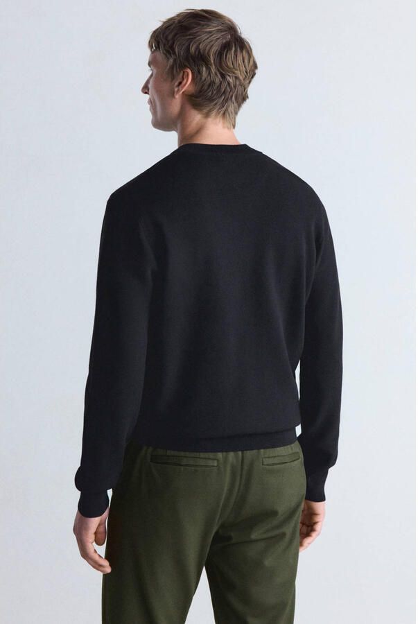 Mango Man gebreid vest met rafels zwart - Foto 3