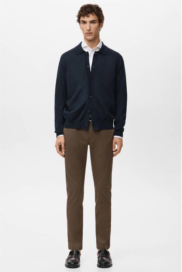 Mango Man gebreid vest met wol donkerblauw - Foto 2