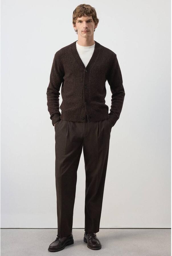Mango Man gebreid vest met wol donkerbruin - Foto 2