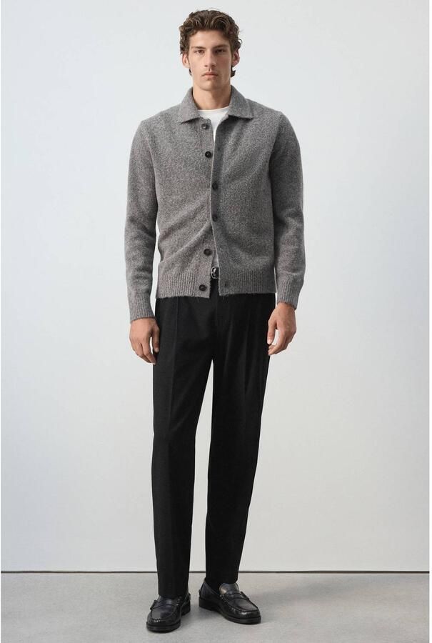 Mango Man gebreid vest met wol grijs - Foto 2