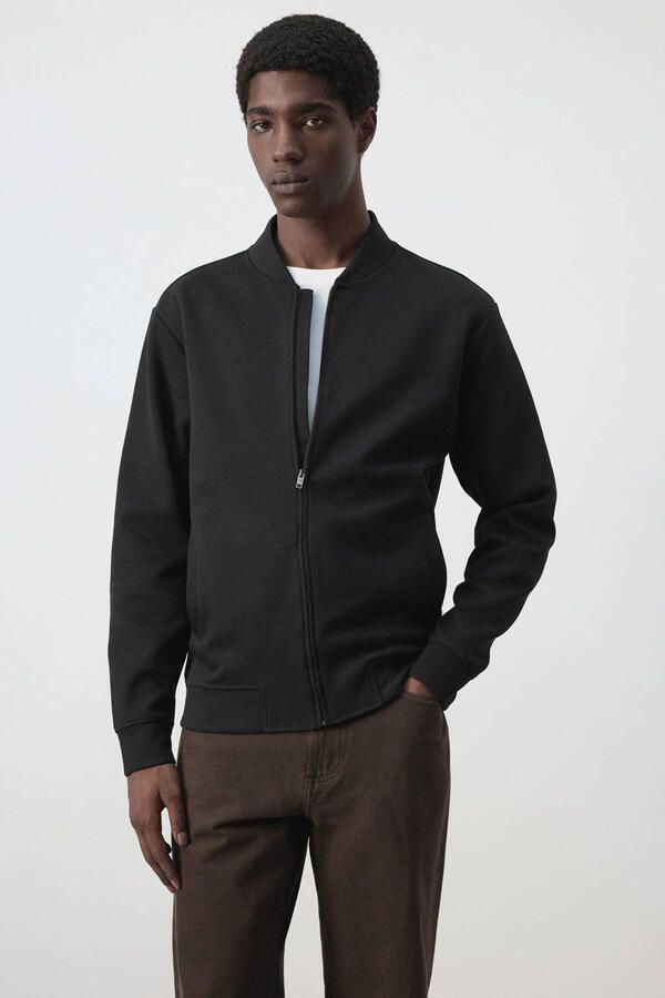 Mango Man gebreid vest zwart