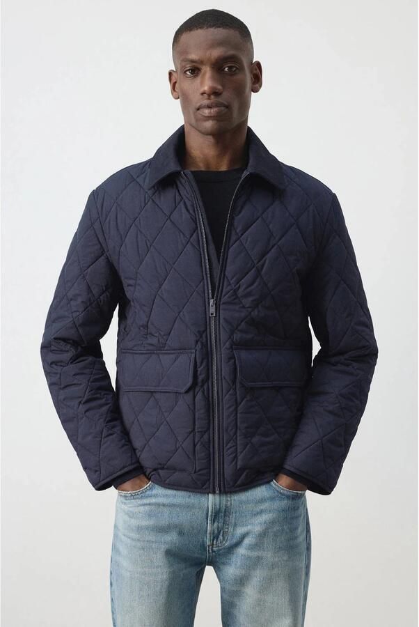 Mango Man gewatteerde jas donkerblauw