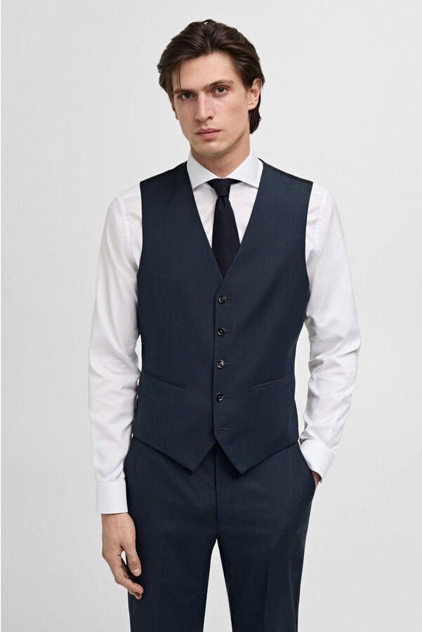 Mango Man gilet donkerblauw - Foto 2