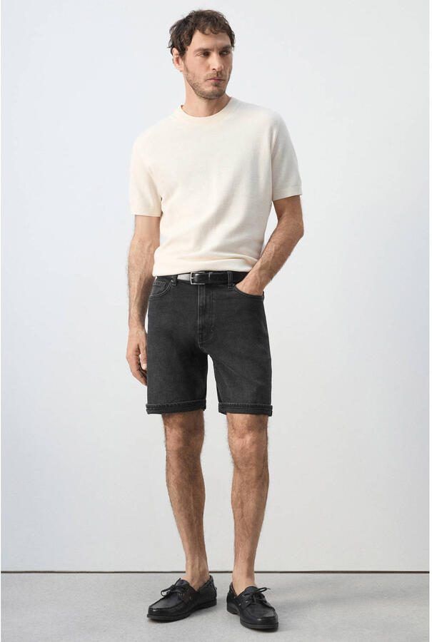 Mango Man slim fit denim short grijs - Foto 3
