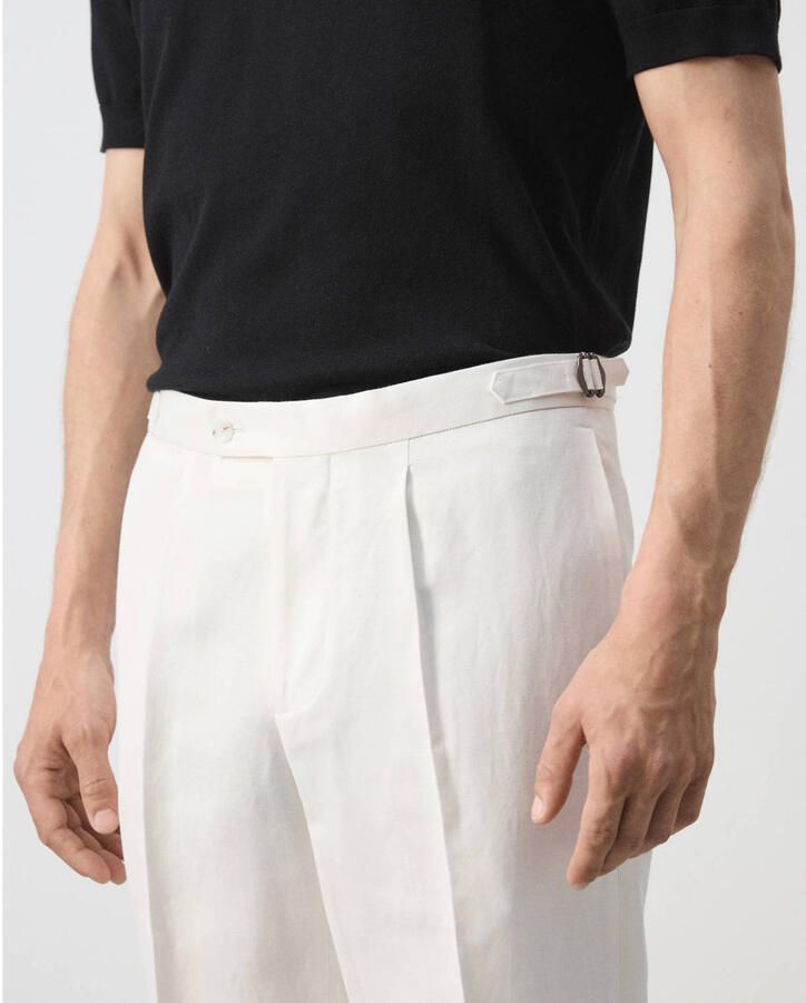 Mango Man slim fit pantalon met linnen wit