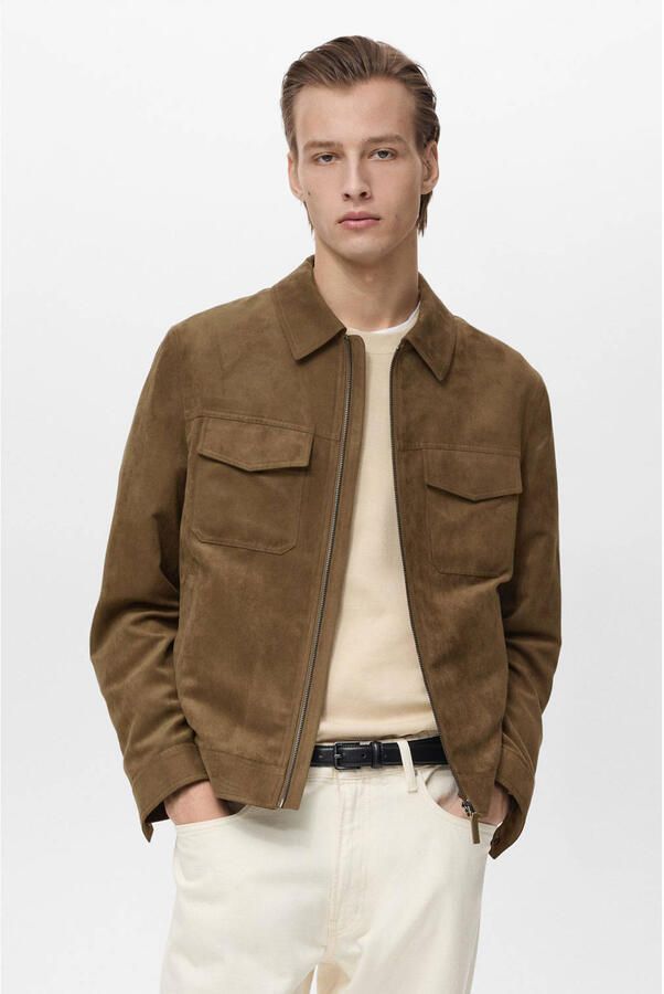 Mango Man imitatieleren jas bruin