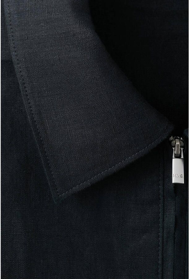 Mango Man jack met linnen donkerblauw - Foto 2