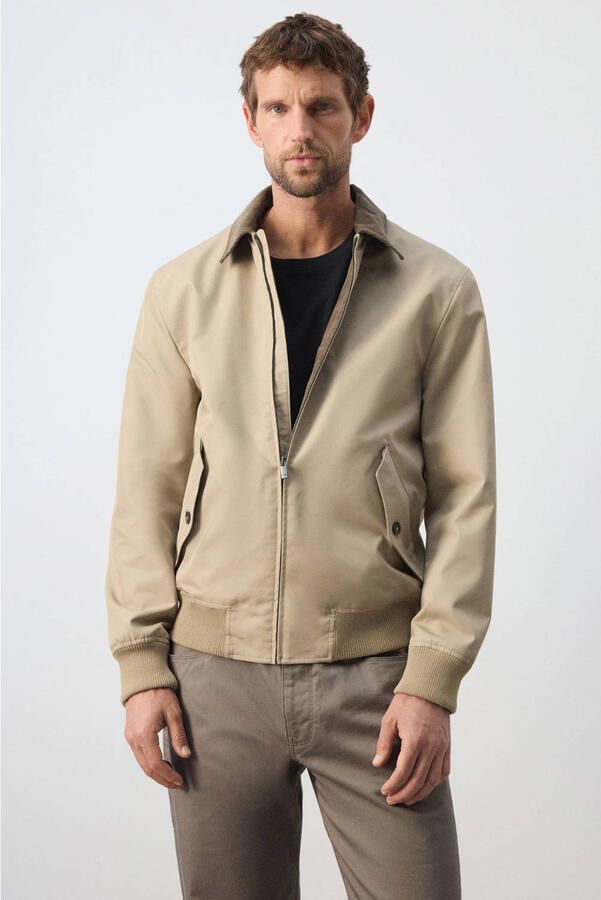 Mango Man katoenen corduroy tussenjas pastelbruin