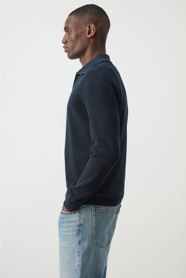 Mango Man katoenen gebreid vest marine - Foto 2