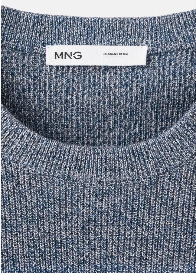 Mango Man katoenen regular fit gebreide trui middenblauw - Foto 2