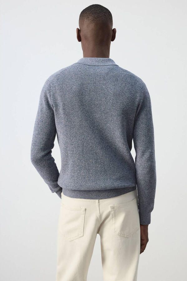 Mango Man katoenen regular fit gebreide trui middenblauw - Foto 2