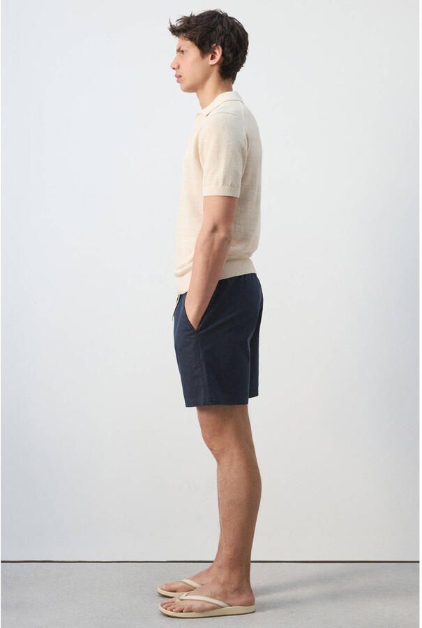 Mango Man katoenen relaxed fit casual short donkerblauw - Foto 2