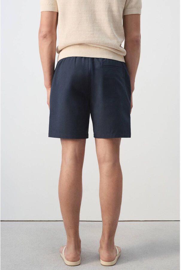 Mango Man katoenen relaxed fit casual short donkerblauw - Foto 3