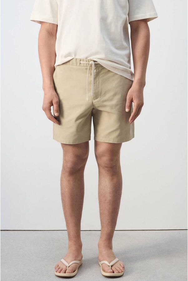Mango Man katoenen relaxed short lichtbeige