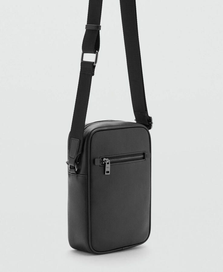 Mango Man leren crossbody tas zwart - Foto 2