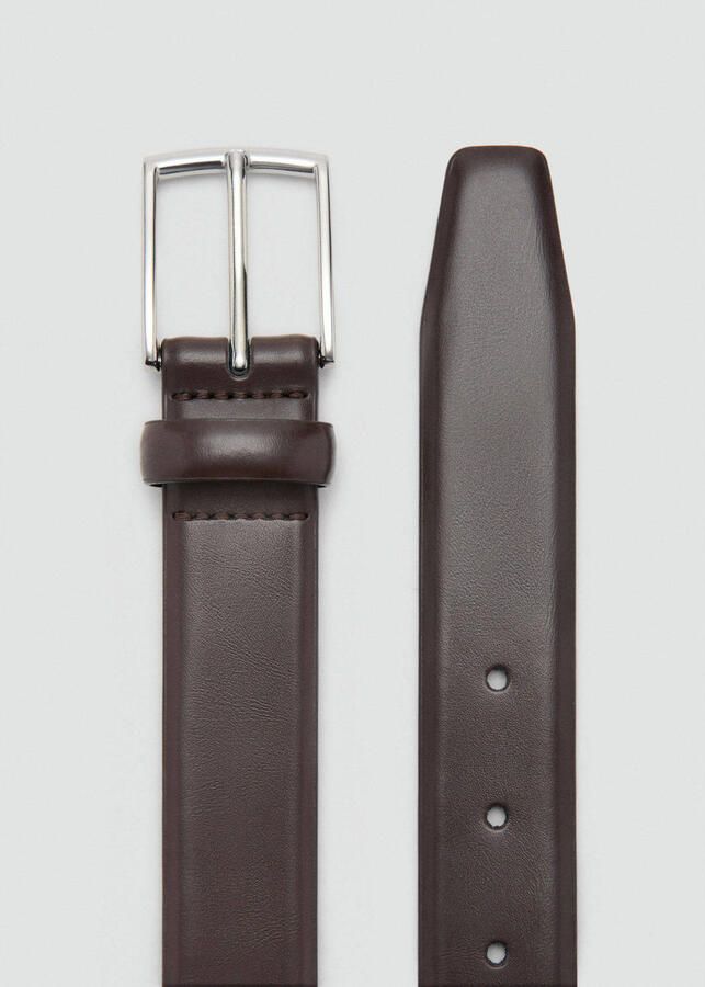 Mango Man leren riem donkerbruin - Foto 3