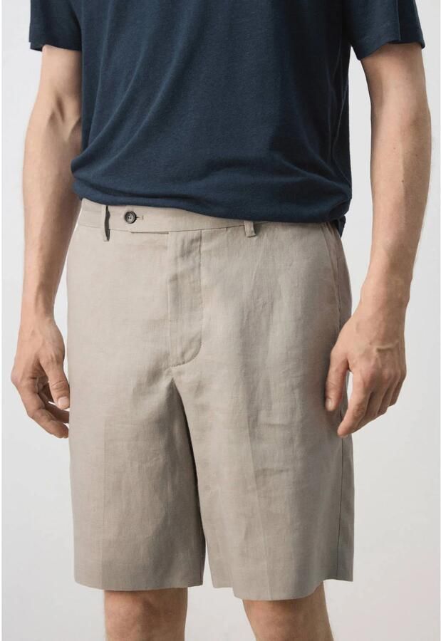 Mango Man linnen regular fit chino short -beige - Foto 2