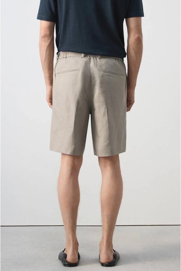 Mango Man linnen regular fit chino short -beige - Foto 3
